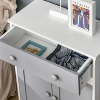 HOMCOM Armario Auxiliar con 1 Cajón 2 Puertas y Estante Ajustable para Baño Cocina Comedor 60x30x80 cm Blanco y Gris(m-9)
