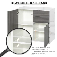 HOMCOM vrijstaande kast opbergkast multifunctionele kast archiefkast dressoir 2 lades 2 deuren E1 spaanplaat hoogglans wit + lichtgrijs 79 x 36 x 74 cm(m-5)