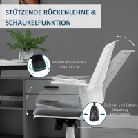 Vinsetto Fotel biurowy, krzesło do gier, fotel gamingowy, fotel obrotowy, funkcja przechylania, wyściełane oparcie, ergonomiczny design, z regulacją wysokości, nylon, tworzywo sztuczne PU, szary 62x 55x 84,5-91,5 cm(m-5)