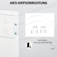HOMCOM vrijstaande kast opbergkast multifunctionele kast archiefkast dressoir 2 lades 3 deuren E1 spaanplaat hoogglans wit + lichtgrijs 117 x 36 x 74 cm(m-7)