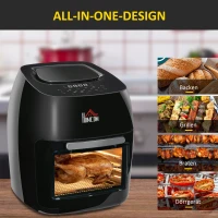 HOMCOM frytkownica na gorące powietrze 11 l 1800 W z 8 pozycjami menu 32 x 35,6 x 37,9 cm(m-5)