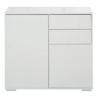 HOMCOM szafka stojąca szafka do przechowywania szafka wielofunkcyjna szafka na dokumenty komoda 2 szuflady 2 drzwi płyta wiórowa E1 kolor biały 79 x 36 x 74 cm(m-11)