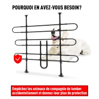 PawHut Grille de séparation extensible voiture barrière de sécurité barre réglable pour chien noir(m-6)