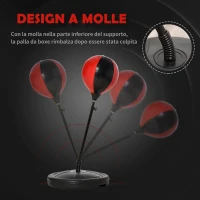 HOMCOM Punching Ball per Bambini, Set con Guantoni e Altezza Regolabile 73-109cm - Rosso, Nero(m-5)