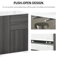 HOMCOM vrijstaande kast opbergkast multifunctionele kast archiefkast dressoir 2 lades 3 deuren E1 spaanplaat hoogglans wit + lichtgrijs 117 x 36 x 74 cm(m-6)