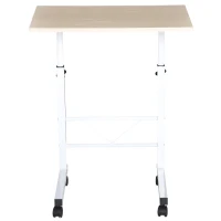 HOMCOM Stolik w kształcie litery „C”, kolor: biały, naturalny, 60 cm x 40 cm x 78 cm(m-8)