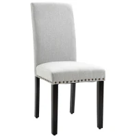 HOMCOM Sedia Imbottita per Tavolo da Pranzo o Cucina, Senza Braccioli, in Lino Grigio Chiaro, 45x59.5x98cm(m-1)