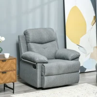 HOMCOM Fernsehsessel TV Sessel Relaxsessel Liegesessel 150°-Liegefunktion Leinen dunkelgrau(m-2)