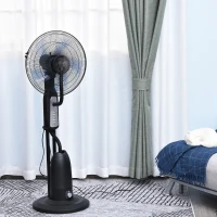 Stojący Wentylator z Rozpylaczem Wody HOMCOM 90 W Czarny+Srebrny(m-2)