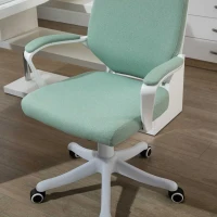 Vinsetto Office Chair Desk Chair Home Office Chair with Rocking Function Backrest Height Adjustable Thickly Padded Ergonomic 360° Swivel Wheels Polyester Nylon PP Green+White 62x69x92-100 cm(m-8)