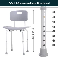 HOMCOM Douchekruk met rugleuning douchestoel badkruk badstoel 2 modellen(m-3)