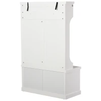 HOMCOM® Garderobenständer moderne Garderobe Kleiderständer mit Sitzbank Kleiderhaken MDF Weiß(m-11)