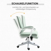 Vinsetto Office Chair Desk Chair Home Office Chair with Rocking Function Backrest Height Adjustable Thickly Padded Ergonomic 360° Swivel Wheels Polyester Nylon PP Green+White 62x69x92-100 cm(m-5)
