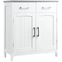 kleankin Dulapior de Baie cu 2 Usi, 2 Sertare si Etajera Reglabila din MDF, 68x33x76cm, Alb(m-1)