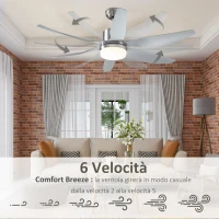 HOMCOM Ventilator de Tavan cu Lumini LED si Telecomanda Inclusa, Φ132x43cm(m-4)