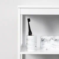 Kleankin Raft Baie cu 5 Etajere, Mobilier Baie Modern din Lemn, 30x30x140cm, Alb(m-6)