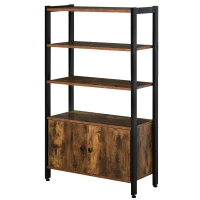 HOMCOM boekenplank met plank kantoorstelling vrijstaande stelling plank industrieel thuiskantoor woonkamer studie metaal spaanplaat bruin 70 x 30 x 120 cm(m-1)
