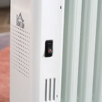 HOMCOM Grzejnik olejowy Przenośny grzejnik elektryczny 2290-2720 W 3 stopnie ogrzewania 24-godzinny grzejnik elektryczny 11 płyt grzewczych z 4 kołami Biały metal 50,5 x 24 x 63 cm(m-9)