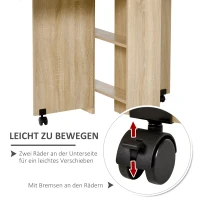 HOMCOM eettafel klaptafel bureau bijzettafel tafel opbergvlak hout natuur 80 x 140 x 74 cm(m-6)