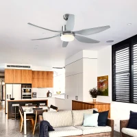 HOMCOM Ventilator de Tavan cu Lumini LED si Telecomanda Inclusa, Φ132x43cm(m-10)