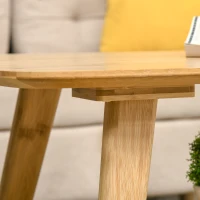 HOMCOM salontafel bijzettafel bamboe tafel woonkamertafel koffietafel met plank minimalistisch stabiel bamboe natuurlijk hout 100x50x50 cm(m-9)