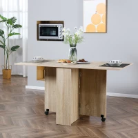 HOMCOM eettafel klaptafel bureau bijzettafel tafel opbergvlak hout natuur 80 x 140 x 74 cm(m-9)