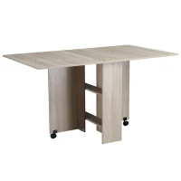 HOMCOM eettafel klaptafel bureau bijzettafel tafel opbergvlak hout natuur 80 x 140 x 74 cm(m-1)