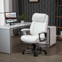 Vinsetto massage bureaustoel 6-punts draaibare massagestoel gemaakt van kunstleer met gebogen hoofdsteun en armsteun wit 70 b x 76,5 d x 114-124 h cm(m-8)