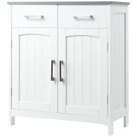 kleankin Dulapior de Baie cu 2 Usi, 2 Sertare si Etajera Reglabila din MDF, 68x33x76cm, Alb(m-11)