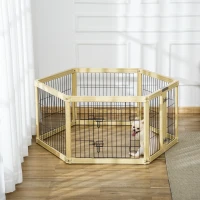 Pawhut tarc pentru Caini – 6 Panouri cu Usa si Opriri de Siguranta(m-10)