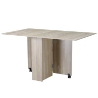 HOMCOM eettafel klaptafel bureau bijzettafel tafel opbergvlak hout natuur 80 x 140 x 74 cm(m-10)