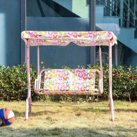 Outsunny Kinderschommel speeltuinschommel tuin steiger buiten 3-8 jaar metaal roze(m-10)