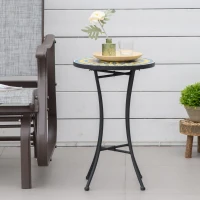 Outsunny Masuta de Gradina din Metal cu Blat din Mozaic Ceramic, Ф35.5x53.5cm, Multicolor(m-10)