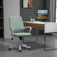 Vinsetto Office Chair Desk Chair Home Office Chair with Rocking Function Backrest Height Adjustable Thickly Padded Ergonomic 360° Swivel Wheels Polyester Nylon PP Green+White 62x69x92-100 cm(m-10)