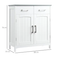 kleankin Dulapior de Baie cu 2 Usi, 2 Sertare si Etajera Reglabila din MDF, 68x33x76cm, Alb(m-3)