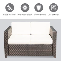 Outsunny Two-Seater Rattan Sofa - Brown(m-4)