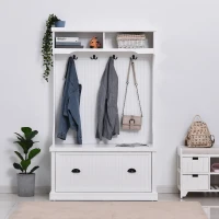 Wieszak garderoba wieszak na ubrania z ławką haki na ubrania MDF biały(m-10)