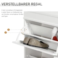 HOMCOM Szafka na buty z 4 szufladami, nowoczesny prosty design, szafka do przechowywania, płyta MDF, biała, 98 x 24 x 83 cm(m-4)