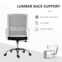 Vinsetto Ergonomic Desk Chair Mesh Office Chair with Adjustable Height Armrest and 360° Swivel Castor Wheels Black(m-7)