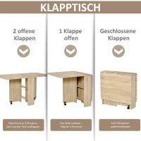 HOMCOM eettafel klaptafel bureau bijzettafel tafel opbergvlak hout natuur 80 x 140 x 74 cm(m-4)