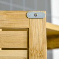 Kleankin Mobilier de baie din Bambus si MDF, Raft pentru Masina de Spalat, 60x23x173cm(m-9)