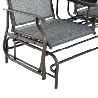 Metalowa ławka ogrodowa krzesło bujane krzesło ogrodowe 2-osobowa ze stołem huśtawka brązowy(m-9)