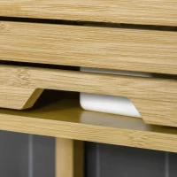 Kleankin Mobilier de baie din Bambus si MDF, Raft pentru Masina de Spalat, 60x23x173cm(m-10)