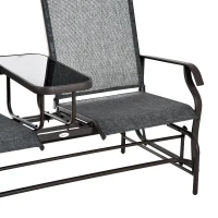 Metalowa ławka ogrodowa krzesło bujane krzesło ogrodowe 2-osobowa ze stołem huśtawka brązowy(m-8)