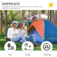 Outsunny campingstoel 2-zits opvouwbaar tot 160 kg groen 141 x 67 x 80 cm(m-4)