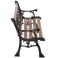 Outsunny Gartenbank Sitzbank Parkbank Bank Holzbank Metall Gartenmöbel Kinder Braun(m-4)