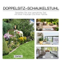 Metalowa ławka ogrodowa krzesło bujane krzesło ogrodowe 2-osobowa ze stołem huśtawka brązowy(m-5)