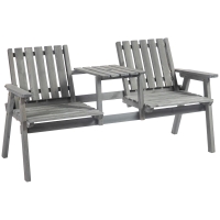 Outsunny Tuinbank met tafel Tuinmeubel met gat voor parasol zitbank balkon massief hout