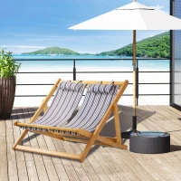 Outsunny 2-osobowy leżak ogrodowy, składany, do 200 kg, teak+szary+biały, 108 x 105 x 85 cm(m-8)