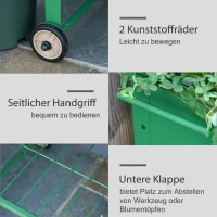 Outsunny Hochbeet mit Rädern, Regal Kräuterbeet Pflanzenbeet Metall für Garten, Balkon Grün 104 x 39 x 80 cm(m-5)